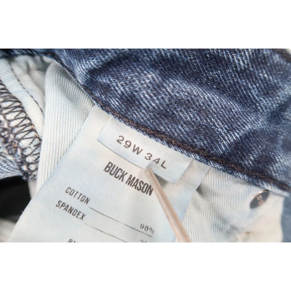 Buck Mason Jeans Mens 29x34 Button Fly Maverick Slim Double Dipped Denim Stretch